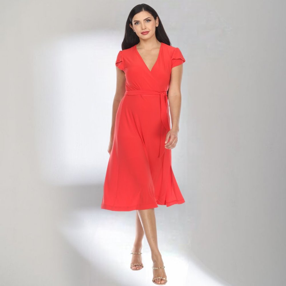 Joseph Ribkoff Vibrant Red Midi Dress